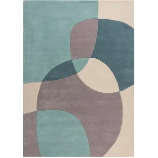 KADIMA DESIGN Aire Wollteppich 160 x 230 cm Blau/Türkis-Beige