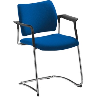 Freischwinger mit Polster + Armlehne Schwingstuhl Besucherstuhl Konferenzstuhl, Blau, NEU