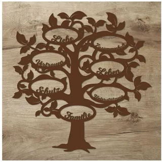 Namofactur 3D-Wandtattoo Holz Wandbild 'Familie Baum' Wanddeko, Wanddekoration Familien Stammbaum, Wandgestaltung für dein Wohnzimmer braun