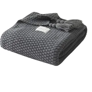 UnvfRg Nordic Handgemachte Strickdecke, modischer Überwurf, für Sofa, Bett und als Zudecke, grau, 130x170cm