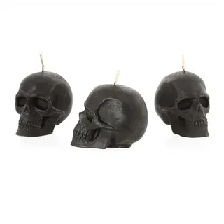 Nklaus - 3x Kerzenset Totenkopf Schwarz aus biologich reinem Bienenwachs - Gothik Kerze bunte Figurenkerze Skull Halloween Ritualkerze Tropfkerzen 36314