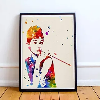 Nacnic Poster Audrey Hepburn. Filmblätter, Filme und Schauspieler. Alte Filmplakate mit Aquarell-Stil. A4-Format