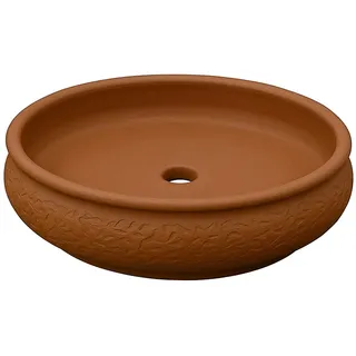 KERAZO Keramik große runde Pflanzschale Bonsaischale XXL 50x18cm,braun,Frostfest