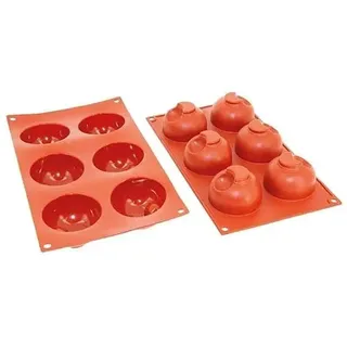Déco Relief - Silikonform mit 6 Halbkugeln, Durchmesser 67 x 40 mm – Kuchenform zum Backen – professionelles Material, 8 kleine Öfen