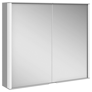 Keuco Spiegelschrank Royal Match (Badezimmerspiegelschrank mit Beleuchtung LED) mit Steckdose, dimmbar, Aluminium-Korpus, 2-türig, 80 cm