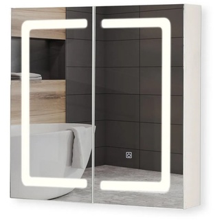MIADOMODO Spiegelschrank Spiegelschrank mit LED Beleuchtung - 2/3 Türig, mit Touchschalter, Steckdose, Dimmbar, Warmweiß/Neutral/Kaltweiß - Badschrank, Badezimmerschrank, Wandschrank mit Spiegel, Badspiegel Schrank 65 cm x 65 cm x 13 cm
