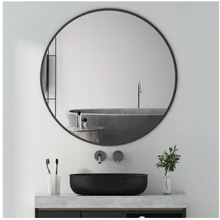 Boromal Wandspiegel Rund 60cm 80cm 100cm 40cm Schwarz Spiegel Gold Badezimmer Groß (Runder Badezimmer Spiegel), Badezimmerspiegel Metallrahmen Badspiegel 5mm Glas schwarz Ø 70 cm