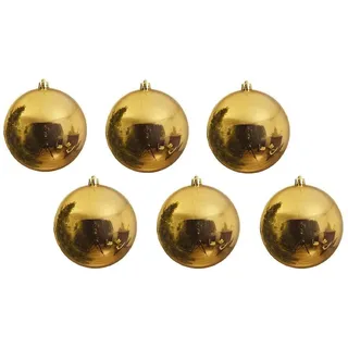 Große Christbaumkugeln Gold Glänzend 6 Stück Bruchfest Weihnachtskugeln Set 14cm