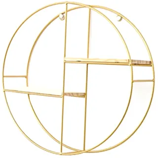 Ciieeo Nordisches Wandregal aus Schmiedeeisen Rundes Doppellagiges Aufbewahrungsregal für Wohnzimmer und Schlafzimmer Minimalistisches Wanddekor mit Einfacher Montage Vielseitiges Dekoregal in Gold