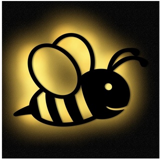 Namofactur LED Nachtlicht Wandlampe Biene Holz Wand Deko Lampe Nachtlicht für Kinder I Kinderzimmer beige