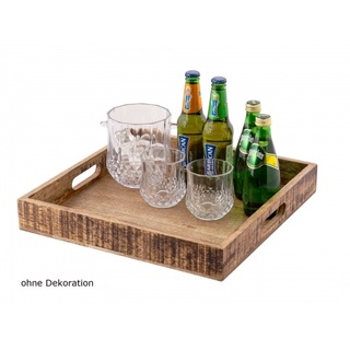 Amagohome Serviertablett Holztablett 40x40cm Tablett Holz Serviertablett Deko Tablett quadratisch aus Mangohol