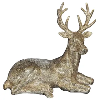 Rentier liegend XXL - 77 cm Champagner - Weihnachtsdeko Edel - Hirsch Reh