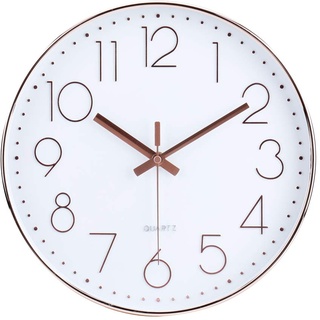 jomparis 30cm Modern Quartz Lautlos Wanduhr Schleichende Sekunde ohne Ticken Analoge Wanduhr Rosegold Wanddekoration Uhr