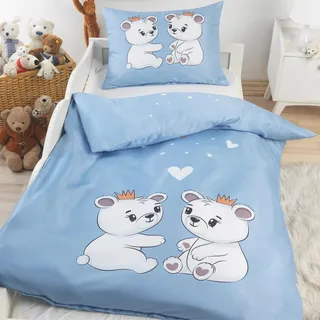 BaSaTex Baby/Kinder Bettwäsche Set, 100x135 cm 40x60 cm, Bären