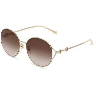 Gucci GG1017SK Damen-Sonnenbrille Vollrand Rund Metall-Gestell, gold