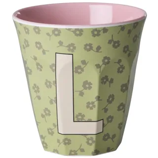 RICE Buchstaben-Becher mit Blumen Medium, L
