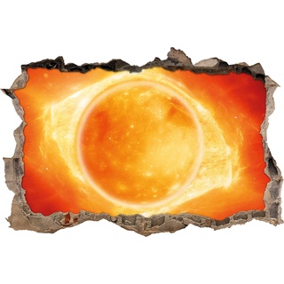Pixxprint 3D_WD_2415_62x42 Sonne als Feuerball im All Wanddurchbruch 3D Wandtattoo, Vinyl, bunt, 62 x 42 x 0,02 cm