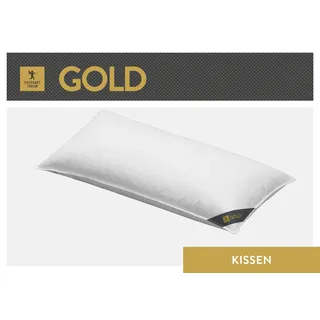 SPESSARTTRAUM Gänsefederkopfkissen Gold 80 x 80 cm Weiß