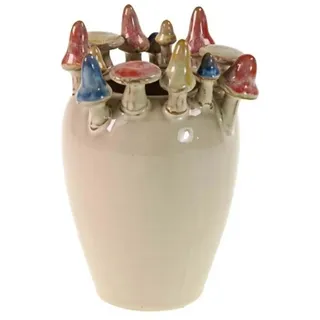 degawo Kugelvase Bezaubernde Vase "Pilze" aus Steingut in weiß Ø 11,5 H 20 cm (1x Vase)