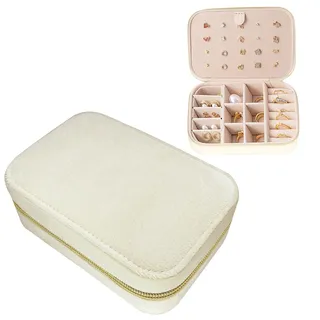 FLYAMAPIRIT Samt Schmuckkästchen für Damen und Mädchen, Schmuck Organizer Etui mit Reißverschluss, Mini Reise Schmuck Aufbewahrungsbox für Ringe, Ohrringe, Armbänder, Halsketten usw.