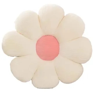 Blumenkissen, Dekoratives, Blumenförmiges Kissen, Florales Bodenkissen, Sitzkissen, Weiches Und Dekoratives Kissen Fürs Schlafzimmer – 60 X 60 Cm – Weiß Und Rosa