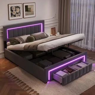 stilvora Boxspringbett 180 x 200 cm Dunkelgrau