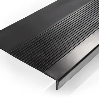 ANRO Gummi Stufenmatten Treppenstufenmatten rutschfest Gummistufenmatte Außenbereich Treppenstufen Matte Feinriefen schwarz 60x30x5cm