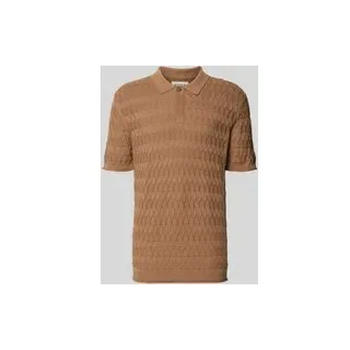 Regular Fit Poloshirt mit Strukturmuster, Hellbraun, S