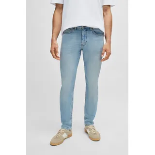 Slim-fit-Jeans BOSS ORANGE "Delaware BC-C" Gr. 34, Länge 34, blau (light, pastel blue450) Herren Jeans Slim Fit mit BOSS Leder-Badge