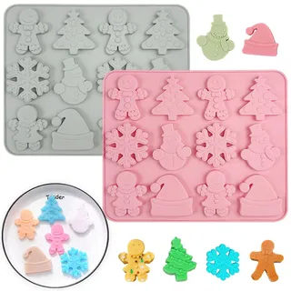 Silikonformen Weihnachten, 2pcs Silikonformen Kerzen Weihnachten, 6 Verschiedenen Motiven Weihnachten Silikonform für Muffins, Kuchen, Schokolade, Seife, Süßigkeiten