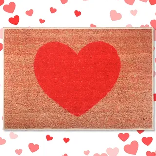 Drydiet Valentinstag-Outdoor-Matte, rotes Herz, Willkommens-Fußmatte, Valentinstag, dekorative Fußmatte, rutschfest, für Innen- und Außenbereich, 61 x 40,6 cm (großes Herz)