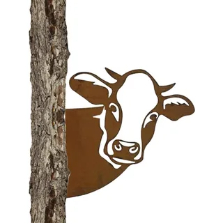 NOLACE Gartendeko aus Rost 29cm Kuhkopf Gartenstatuen Metall Edelrost Kuh | Dekoration Metall Rostige Gartendeko für den Außenbereich Kunstvolle Gartenfigur Ochse