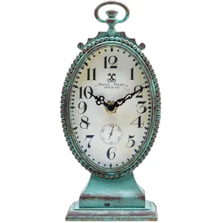 NIKKY HOME Vintage Tischuhr - Batteriebetrieben - Rustikal Antik - Shabby Chic Wohnkultur für Kamin, Regal, Büro, Theke - Grün