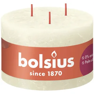 Bolsius Rustik-3-Docht-Kerze Shine 90/140 mm Weiche Perle