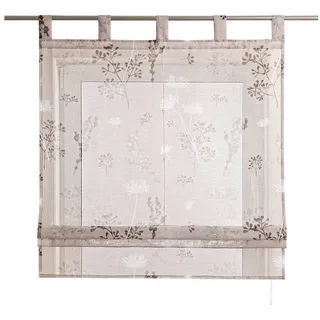 Joyswahl Raffrollo, mit Schlaufen, Leinenoptik, Landhaus Küche Gardine beige 140 cm x 140 cm