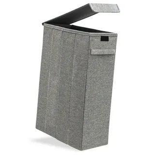 DuneDesign Wäschekorb mit Deckel - Stabile 50L Wäschebox - Schmaler Nischenwäschekorb Grau (1 St), 20 x 40 x 60 Platzsparender Wäschesammler mit Griffen - Faltbare Box grau