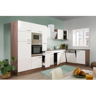 Küche Küchenzeile  Winkelküche Eiche York Weiß Oliver 370 x 172 cm Respekta