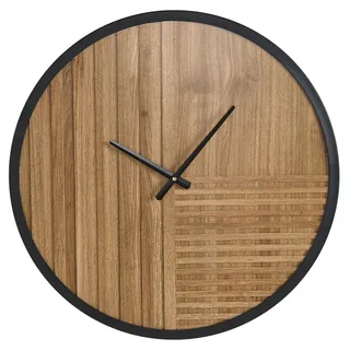 BELIANI Wanduhr Braun MDF Rund 60 cm mit Zifferblatt Zeigern Batteriebetrieben Rustikal Loft Design Uhr ohne Indizes Zahlen Sekundenzähler - Braun/Schwarz