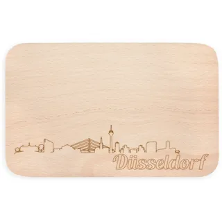 JUNIWORDS Frühstücksbrettchen mit Skyline Gravur - Wähle eine Stadt - Düsseldorf