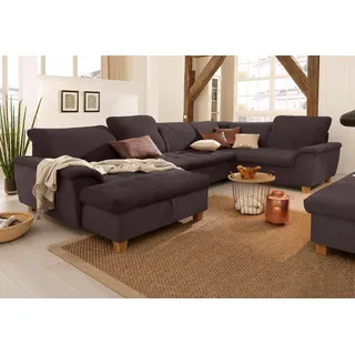 Home Affaire Wohnlandschaft HOME AFFAIRE "Lyla U-Form", braun, B:352cm H:81cm T:214cm, Feinstruktur weich (100% Polyester);Luxus-Microfaser Lederoptik (100% Polyester);Microfaser PRIMABELLE (100% Polyester), Sofas, Wohnlandschaft, wahlweise mit Rückenfunktion und 