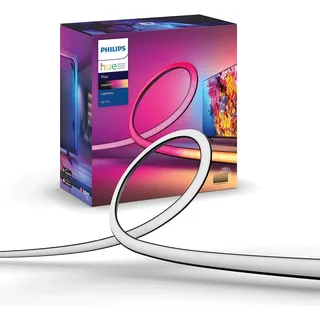 Philips Hue Play Gradient Lightstrip TV 75 Zoll 1100lm, Surround-Beleuchtung, bis zu 16 Mio. Farben & Gradient Ambiance Lightstrip 2m Basis, Weiß, 929002994901