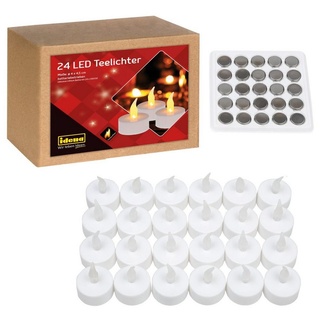 Idena LED-Kerze Idena 50023 - LED Teelichter, 24 Stück, elektrische Kerzen mit flacker weiß