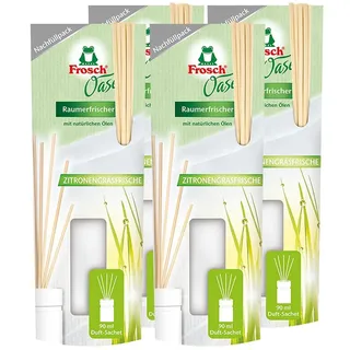 4x Frosch Oase Raumerfrischer Zitronengrasfrische Nachfüllpack 90 ml