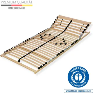 Premium Lattenrost 100x200, Punktelastischer 7 Zonen Lattenrahmen Buche, 28 Latten, Federholzrahmen GERMANY, Lattenrost Kopfteil verstellbar, bis 1...