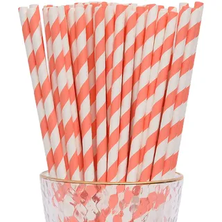 YAOSHENG 100 PCS Pink Strohhalme Papier, Biologisch Abbaubare, Bunte Papier Trinkhalme Geeignet für Partys, Hochzeiten und Anlässe, Party Strohhalme