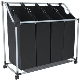 vidaXL 4 Fächer Schwarz Wäschesortierer