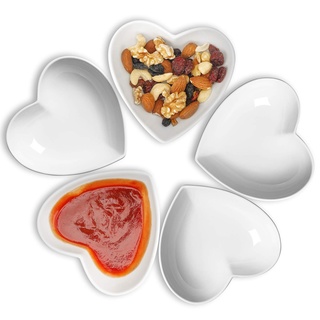 Keponbee Cute Heart Bowl Dipping 5er-Set, Beilagenschalen aus Keramik, Dessertschale für Obst/EIS/Pudding/Creme Brulee, 140ml