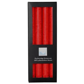 Kerzenfarm Hahn Stearin Stabkerze Set 25 cm rot 4 St.