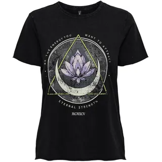 Only Onllucy Reg S/S Top JRS Noos Schwarz/Print:Lotus XS