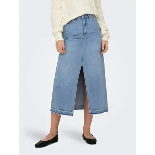 JACQUELINE de YONG Sommerrock Maxi Jeans Rock Denim Design Skirt mit Fransen 7541 in Hellblau blau